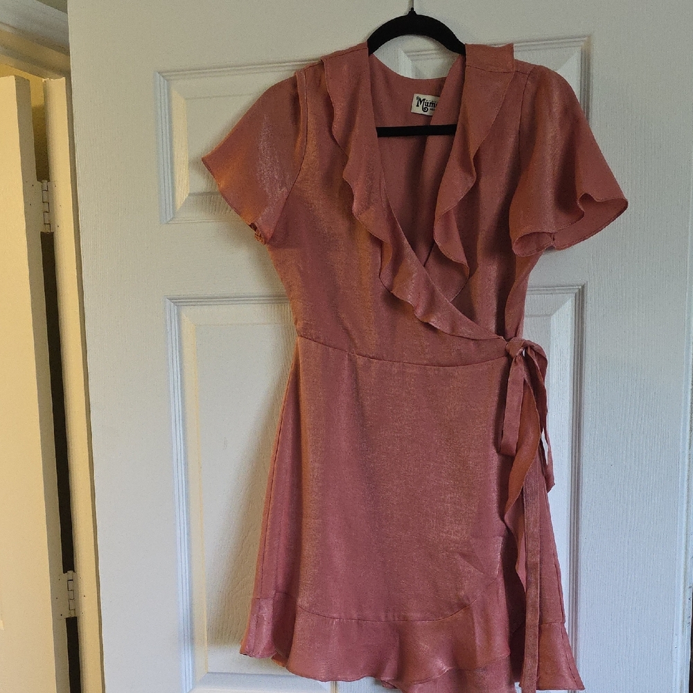 Show Me Your Mumu" Pink Ruffled Wrap Dress